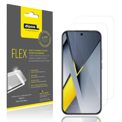Klare Displayschutzfolie von dipos passend für Xiaomi Poco F8 Ultra, 100% Displayabdeckung und blasenfreie Montage