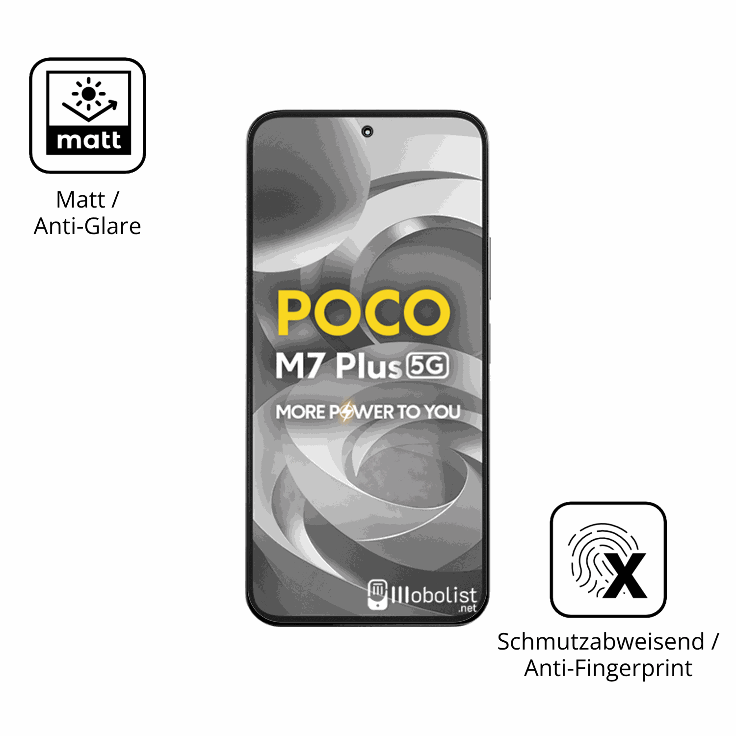 Dünne und entspiegelnde Folie passend zugeschnitten für Xiaomi Poco M7 Plus 5G