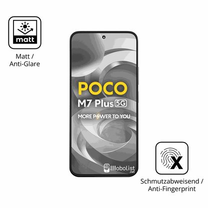 Dünne und entspiegelnde Folie passend zugeschnitten für Xiaomi Poco M7 Plus 5G