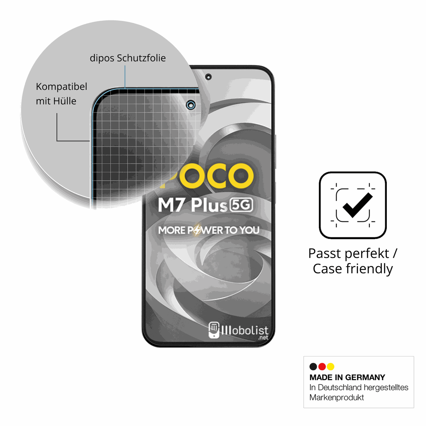 Schutzfolie mit optimaler Passform, zur Verwendung mit Hüllen geeignet
