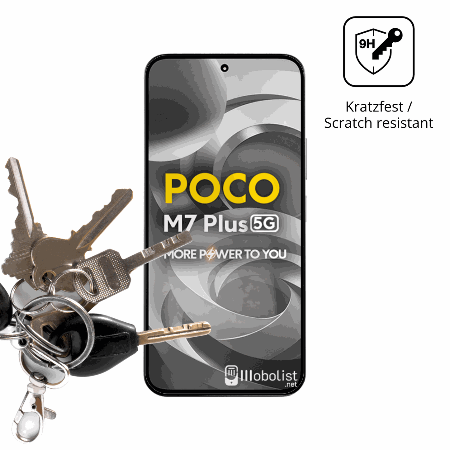 dipos Displayschutz für Xiaomi Poco M7 Plus 5G, transparente Oberfläche, perfekte Passform auch für die Rundungen