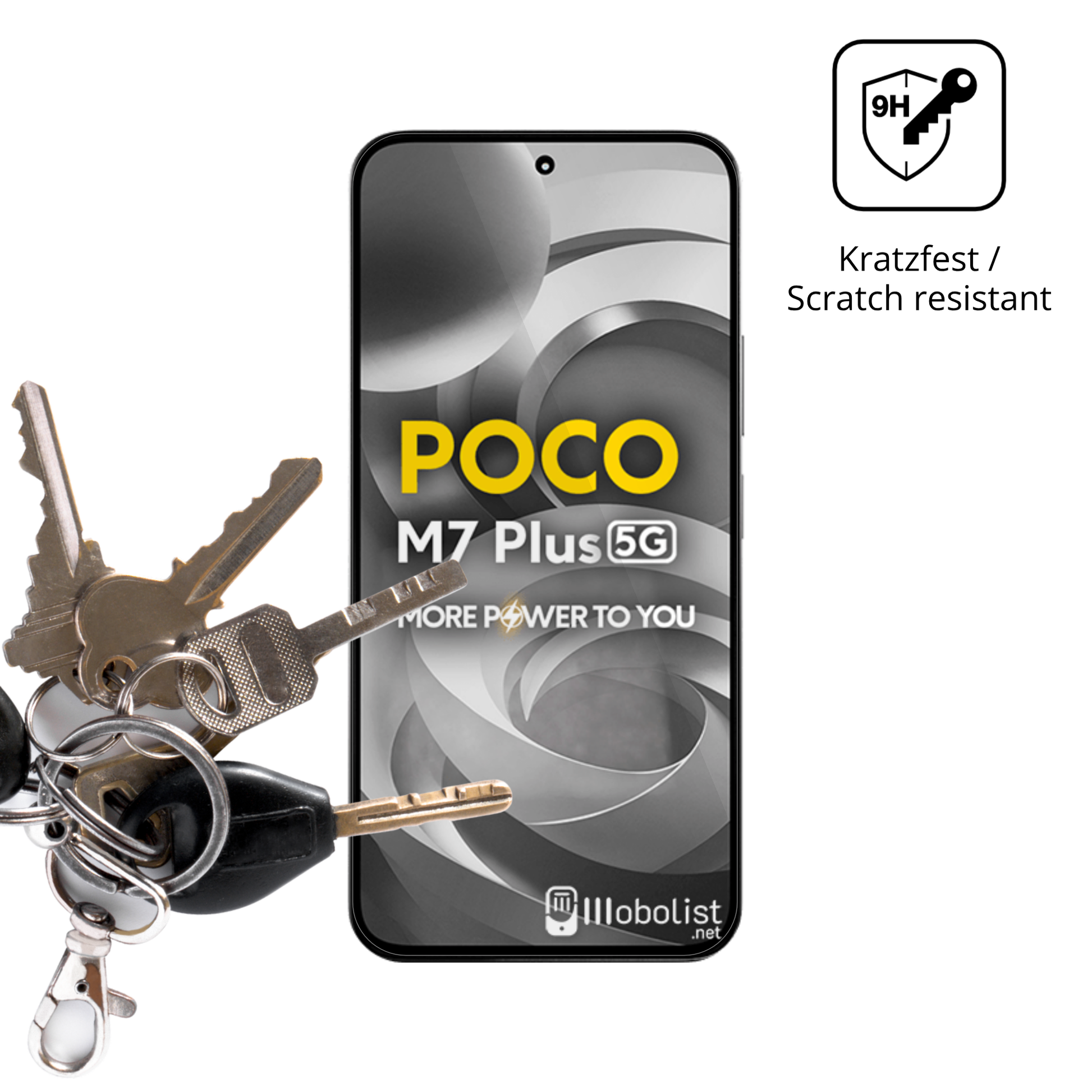dipos Displayschutz für Xiaomi Poco M7 Plus 5G, transparente Oberfläche, perfekte Passform auch für die Rundungen