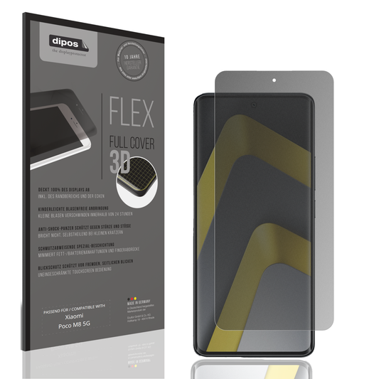 Blickschutzfolie von dipos passend für Xiaomi Poco M8 5G, 100% Displayabdeckung und blasenfreie Montage