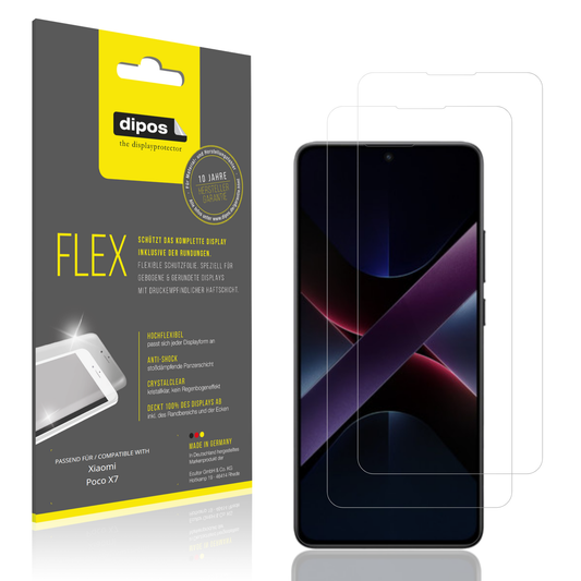 Klare Displayschutzfolie von dipos passend für xiaomipoco x7, 100% Displayabdeckung und blasenfreie Montage