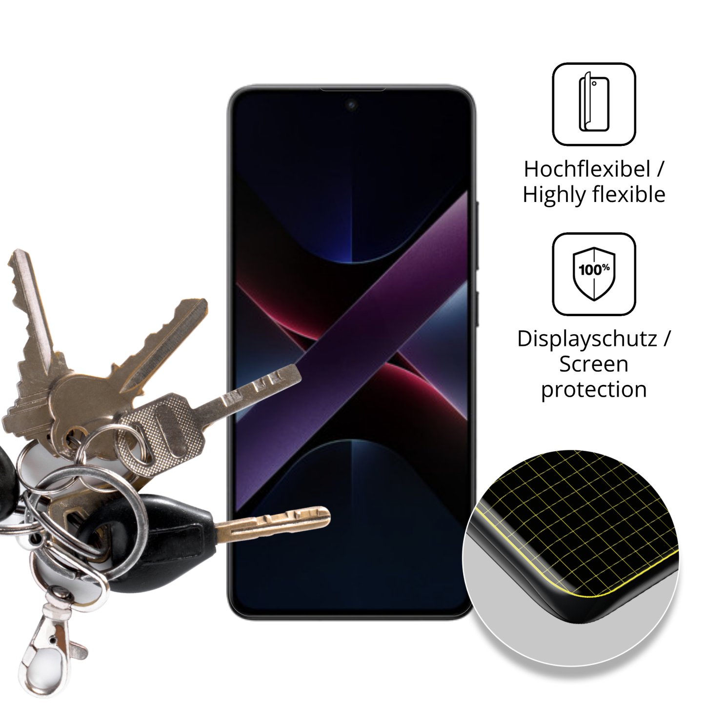 dipos Displayschutz für xiaomipoco x7, transparente Oberfläche, geringe Dicke und perfekte Passform