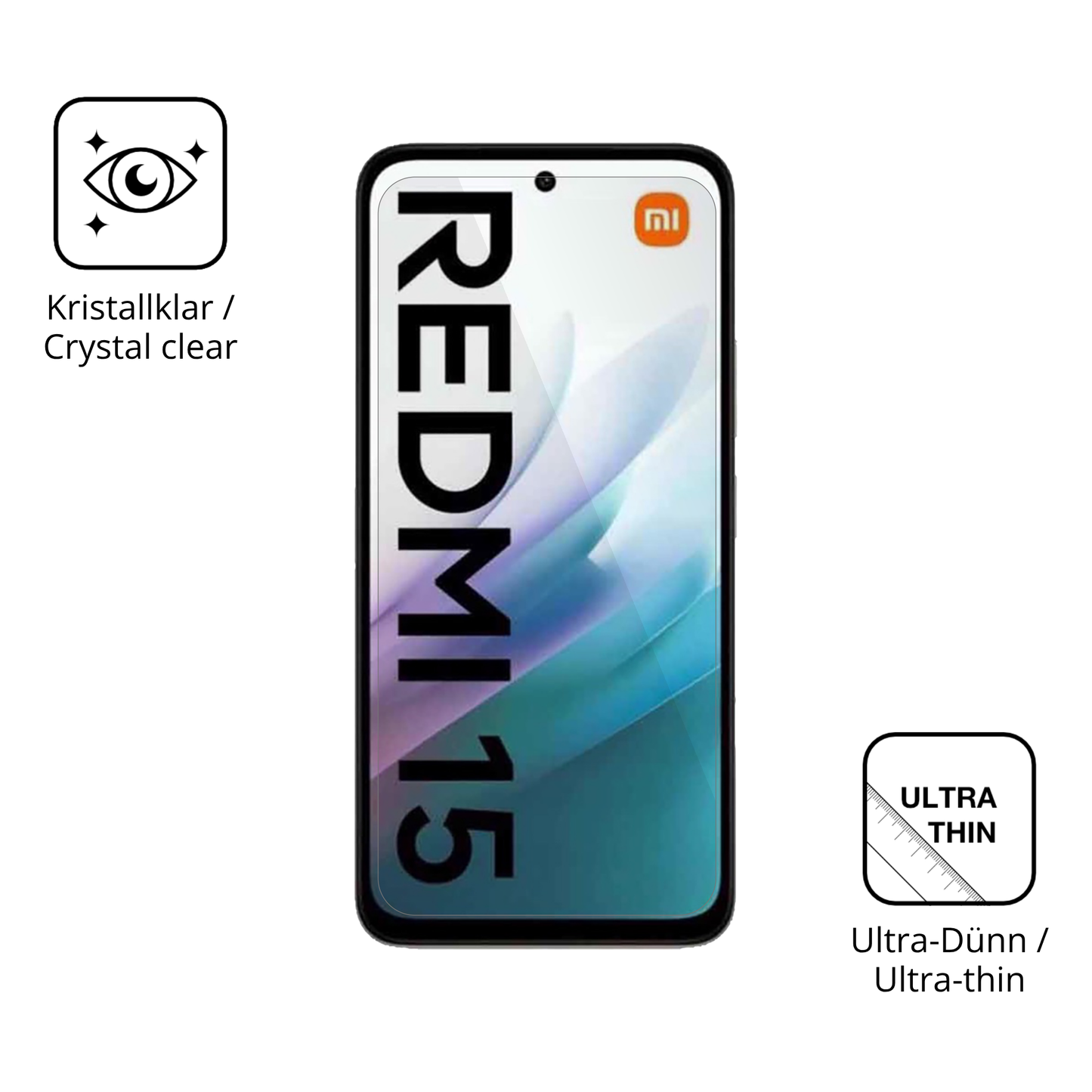 4x Schutzfolie klar für Xiaomi Redmi 15 4G Display-Schutzfolie