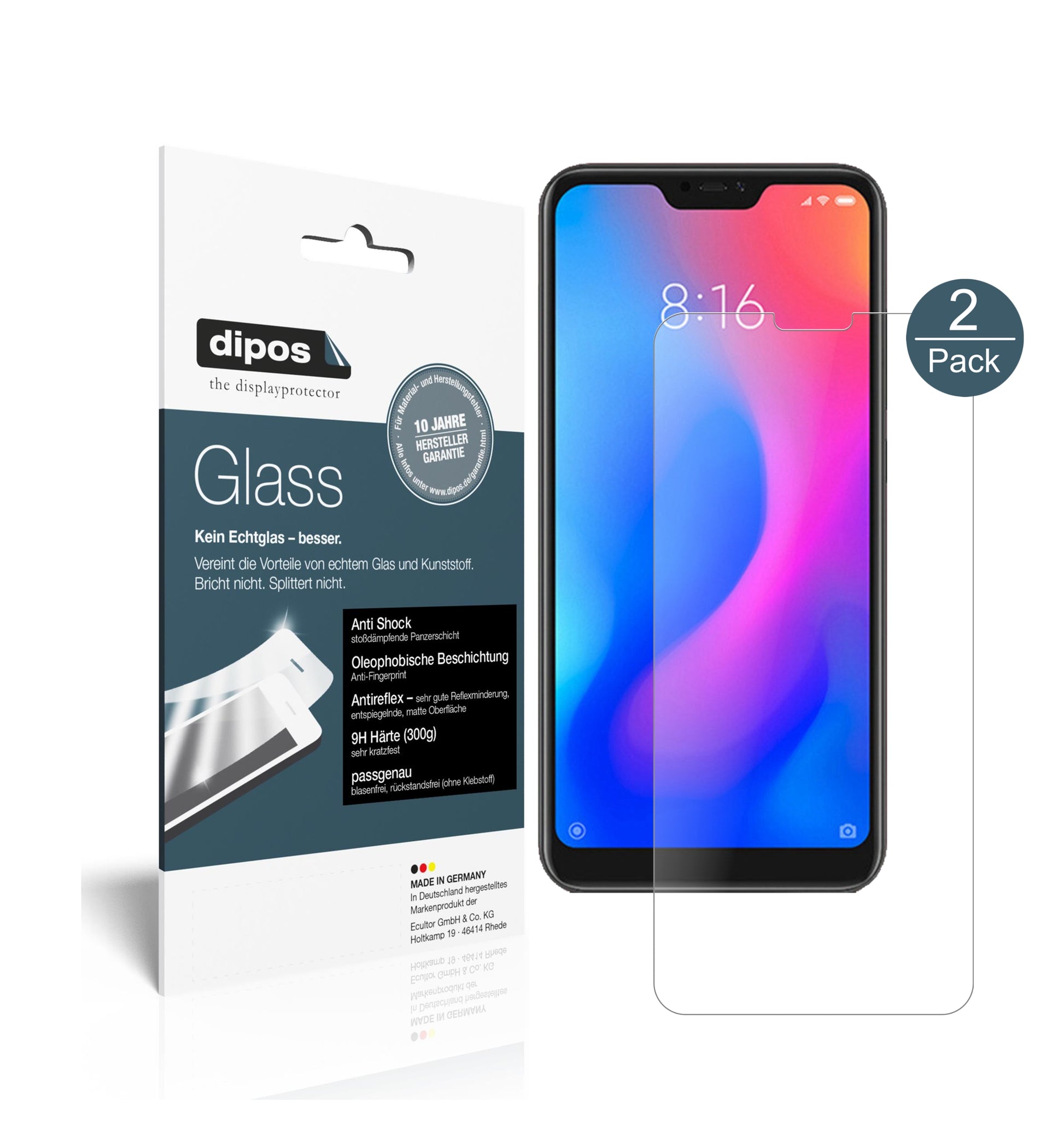 Mattes Panzerglas: Schutz vor Brüchen, Fingerabdrücken und Bildschirmblendung für Xiaomi-Redmi 6 Pro