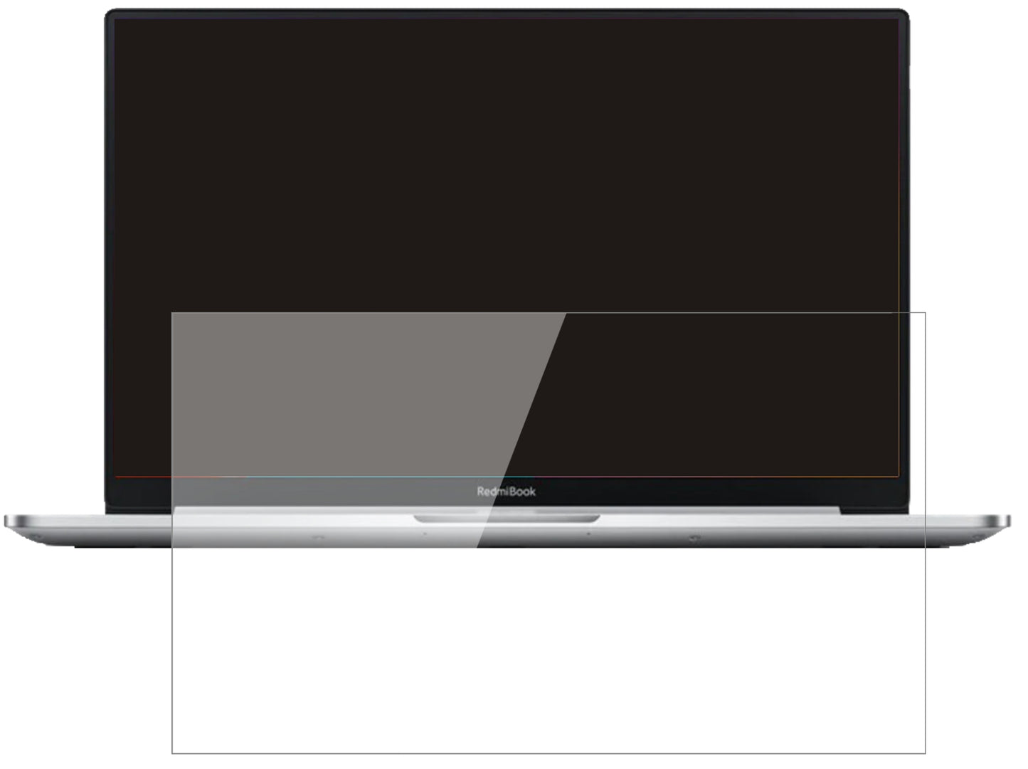XiaomiRedmiBook 14 II mit aufgebrachter dipos Flex Schutzfolie, glasklare Darstellung ohne Einschränkungen