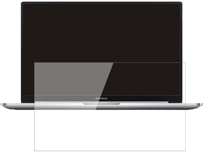 XiaomiRedmiBook 14 II mit aufgebrachter dipos Flex Schutzfolie, glasklare Darstellung ohne Einschränkungen