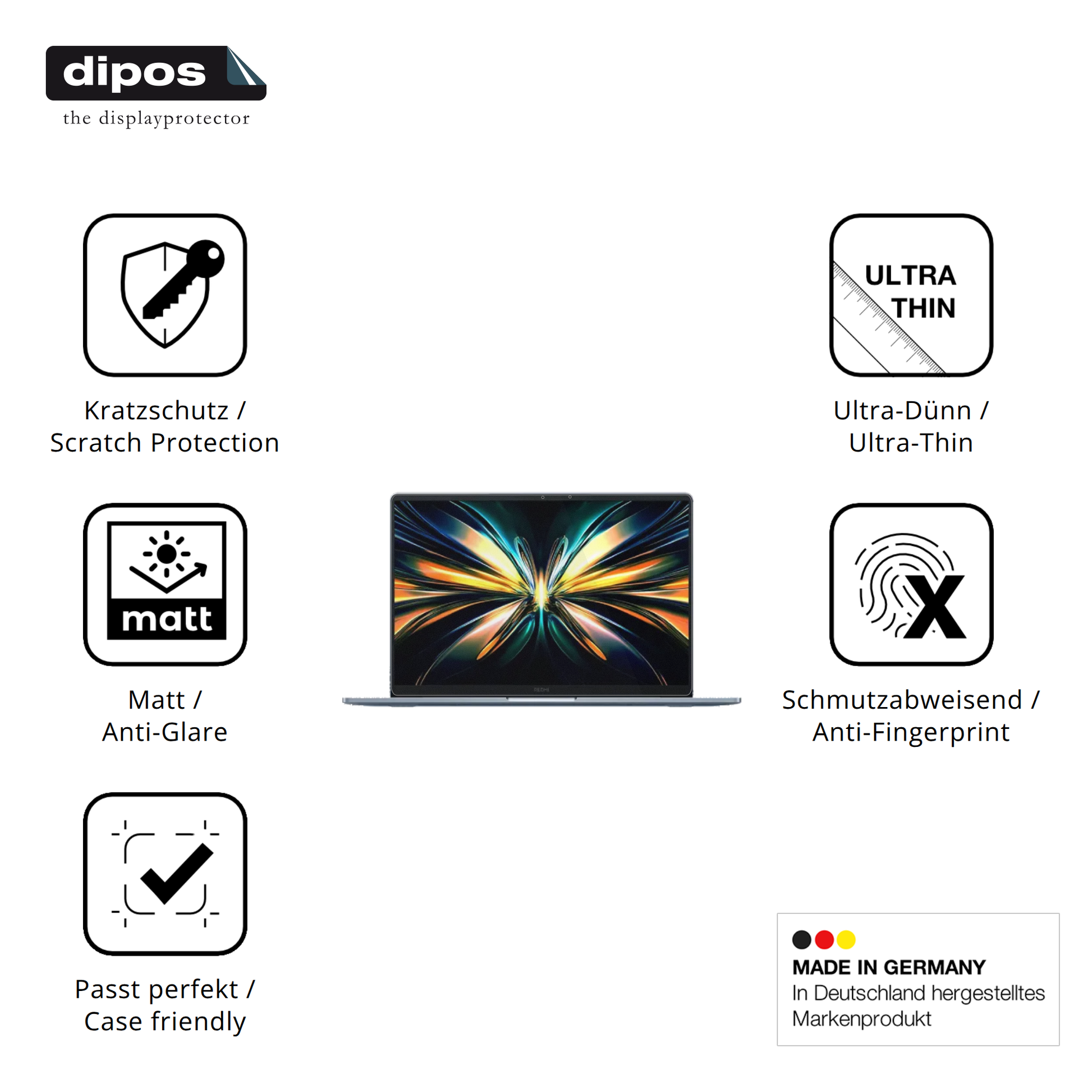 Displayschutz hergestellt in Deutschland, höchste Qualität made in Germany