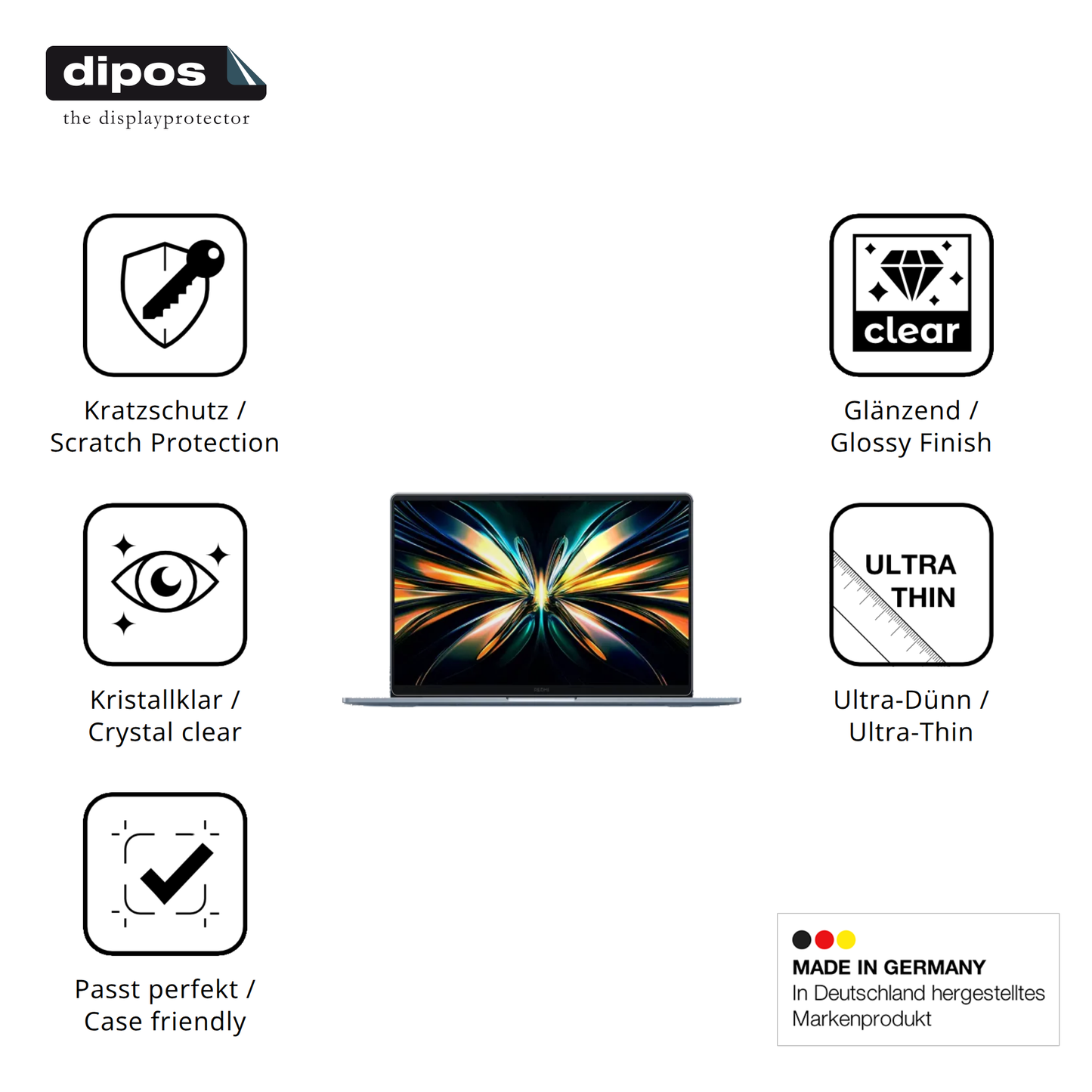 Displayschutz hergestellt in Deutschland, höchste Qualität made in Germany