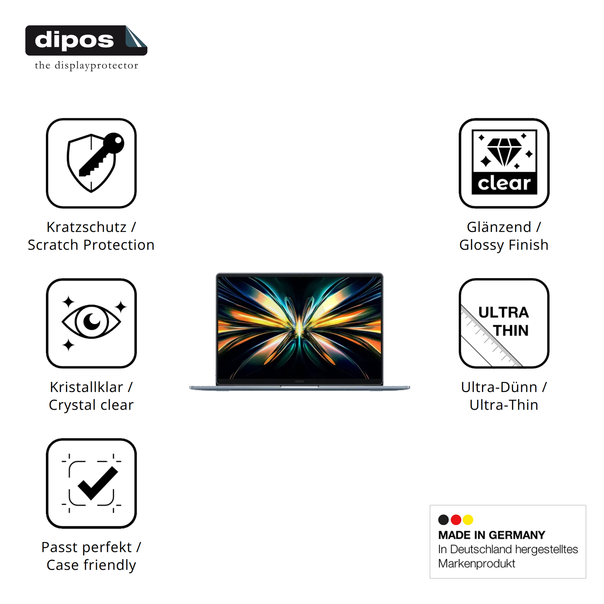 Displayschutz hergestellt in Deutschland, höchste Qualität made in Germany