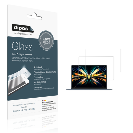Klare Displayschutzfolie von dipos passend für Xiaomi RedmiBook Pro 14 2025, 9H kratzfest und blasenfrei montiert