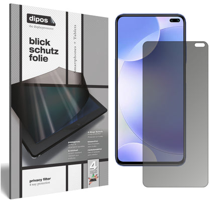Blickschutzfolie von dipos passend für Xiaomi Redmi K30 5G Racing, präziser Zuschnitt und blasenfrei montiert