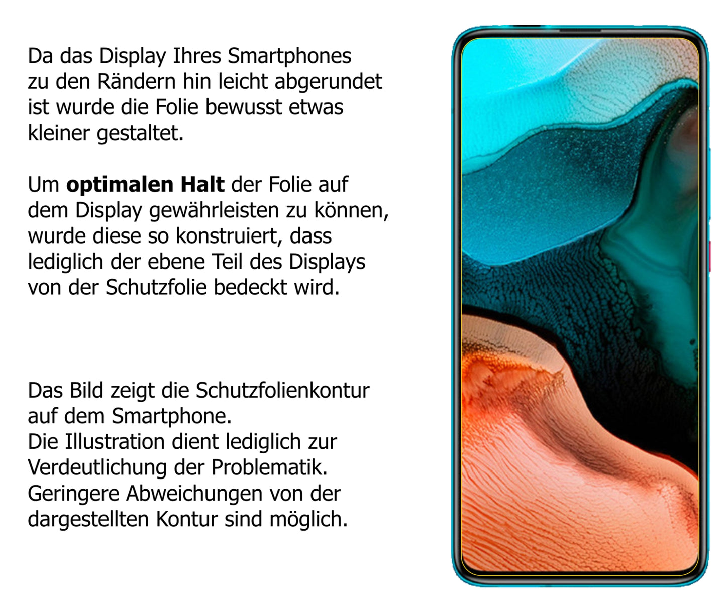 Schutzfolie mit optimaler Passform, zur Verwendung mit Hüllen geeignet