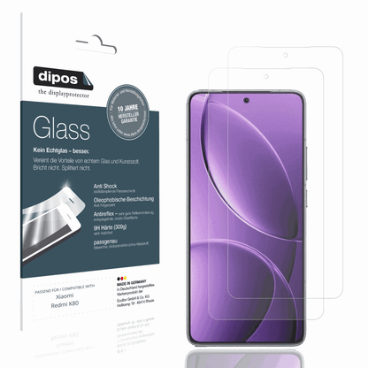 Matte Displayschutzfolie von dipos passend für Xiaomi Redmi K80, 9H kratzfest und blasenfrei montiert