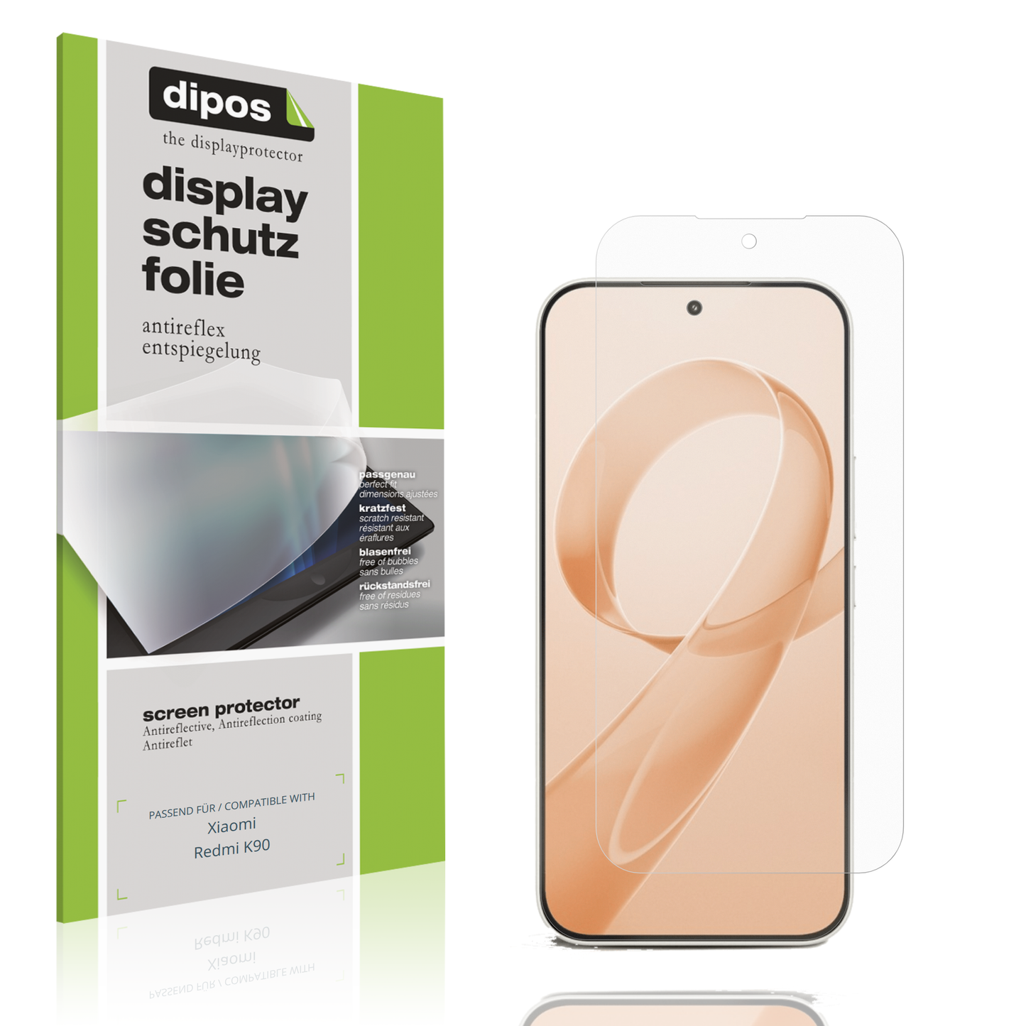 Matte Displayschutzfolie von dipos passend für xiaomiredmi k90, präziser Zuschnitt und blasenfrei montiert