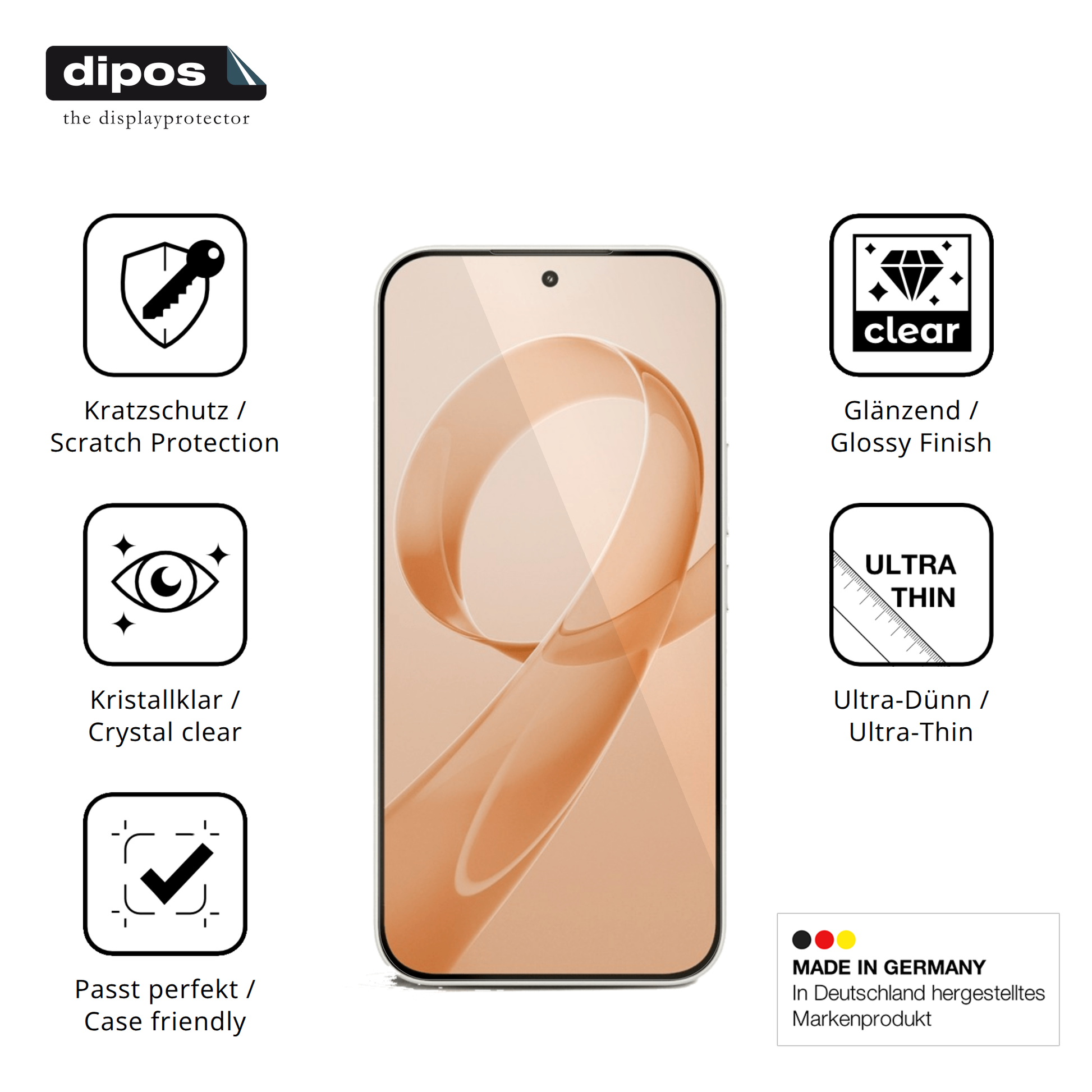 Displayschutz hergestellt in Deutschland, höchste Qualität made in Germany