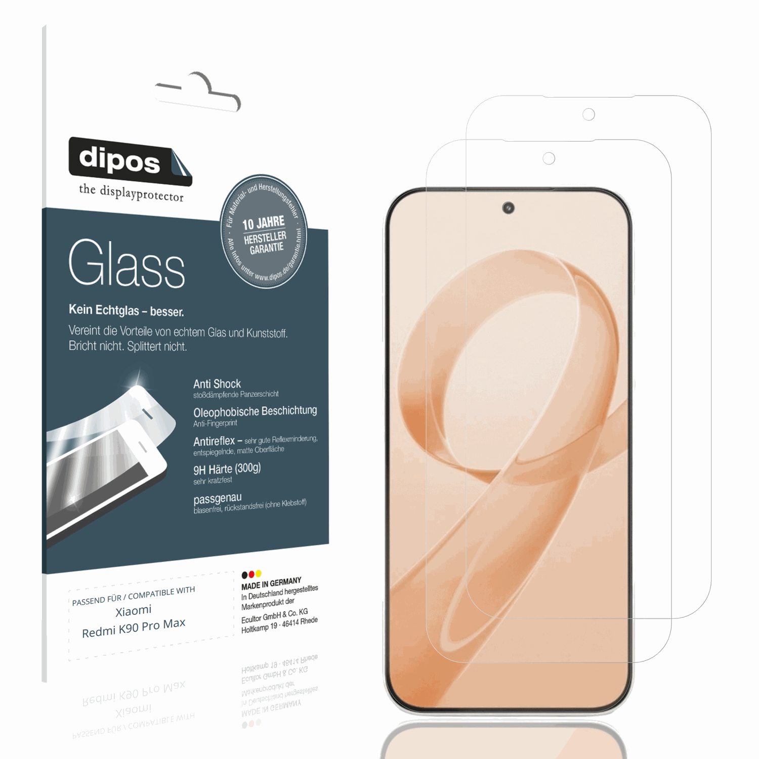 Matte Displayschutzfolie von dipos passend für xiaomiredmi k90 pro max, 9H kratzfest und blasenfrei montiert