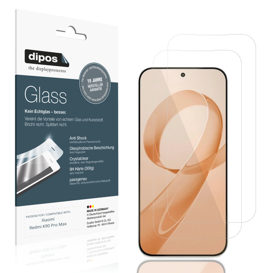 Klare Displayschutzfolie von dipos passend für xiaomiredmi k90 pro max, 9H kratzfest und blasenfrei montiert