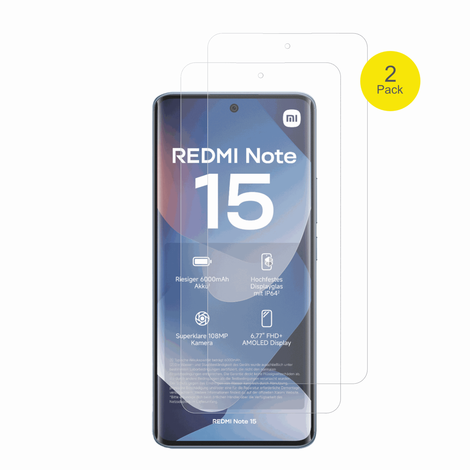 XiaomiRedmi note 15 4g mit aufgebrachter dipos Flex Schutzfolie, glasklare Darstellung ohne Einschränkungen