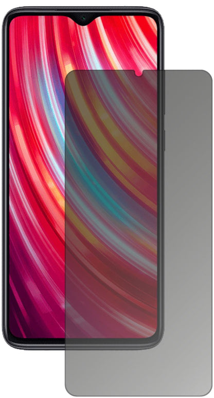 XiaomiRedmi Note 8 Pro mit aufgebrachtem dipos Displayschutz, der seitliche Einblicke blockiert