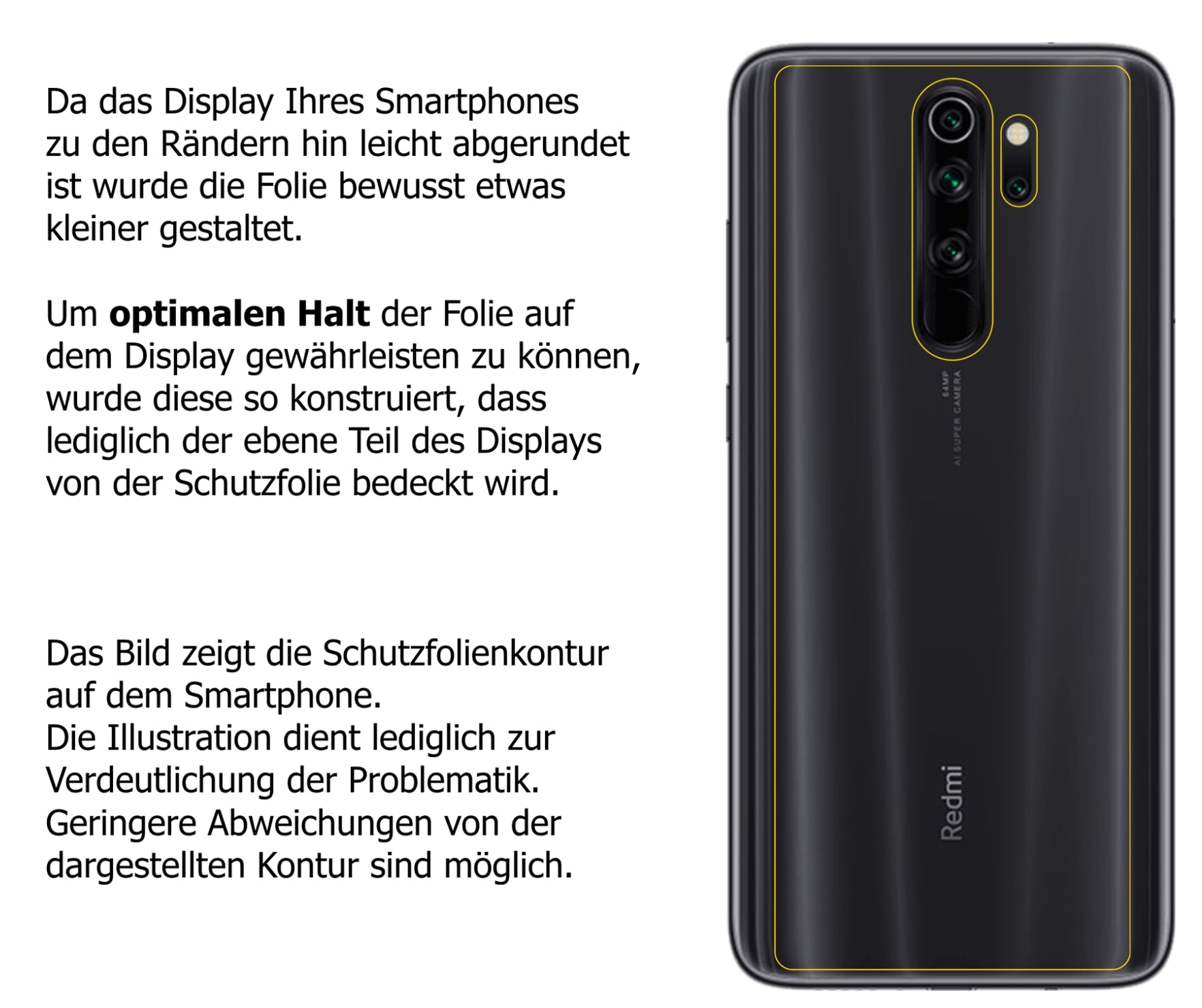 Dünne und klare Folie passend zugeschnitten für Xiaomi Redmi Note 8 Rückseite