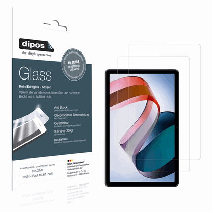 Klare Displayschutzfolie von dipos passend für XIAOMI Redmi Pad 10.61 Zoll, 9H kratzfest und blasenfrei montiert