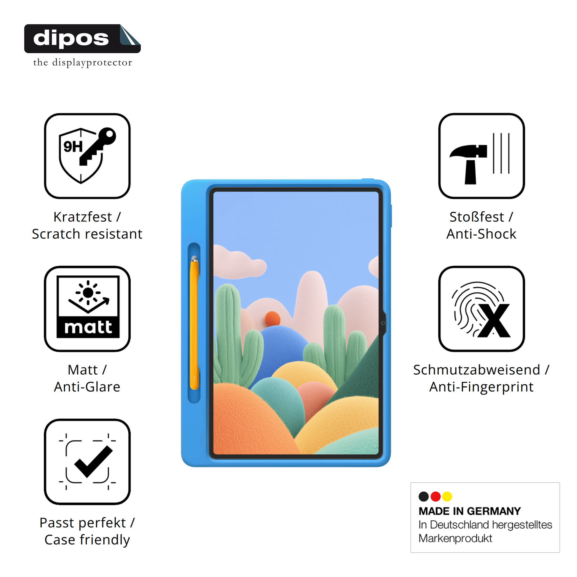 Displayschutz hergestellt in Deutschland, höchste Qualität made in Germany