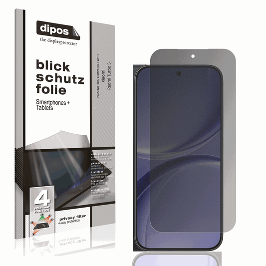 Blickschutzfolie von dipos passend für Xiaomi Redmi Turbo 5, präziser Zuschnitt und blasenfrei montiert