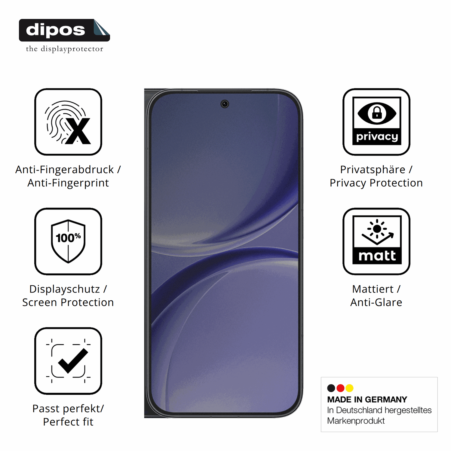 Privatsphäre-Schutz durch Sichtschutz-Folie passend zugeschnitten für Xiaomi Redmi Turbo 5