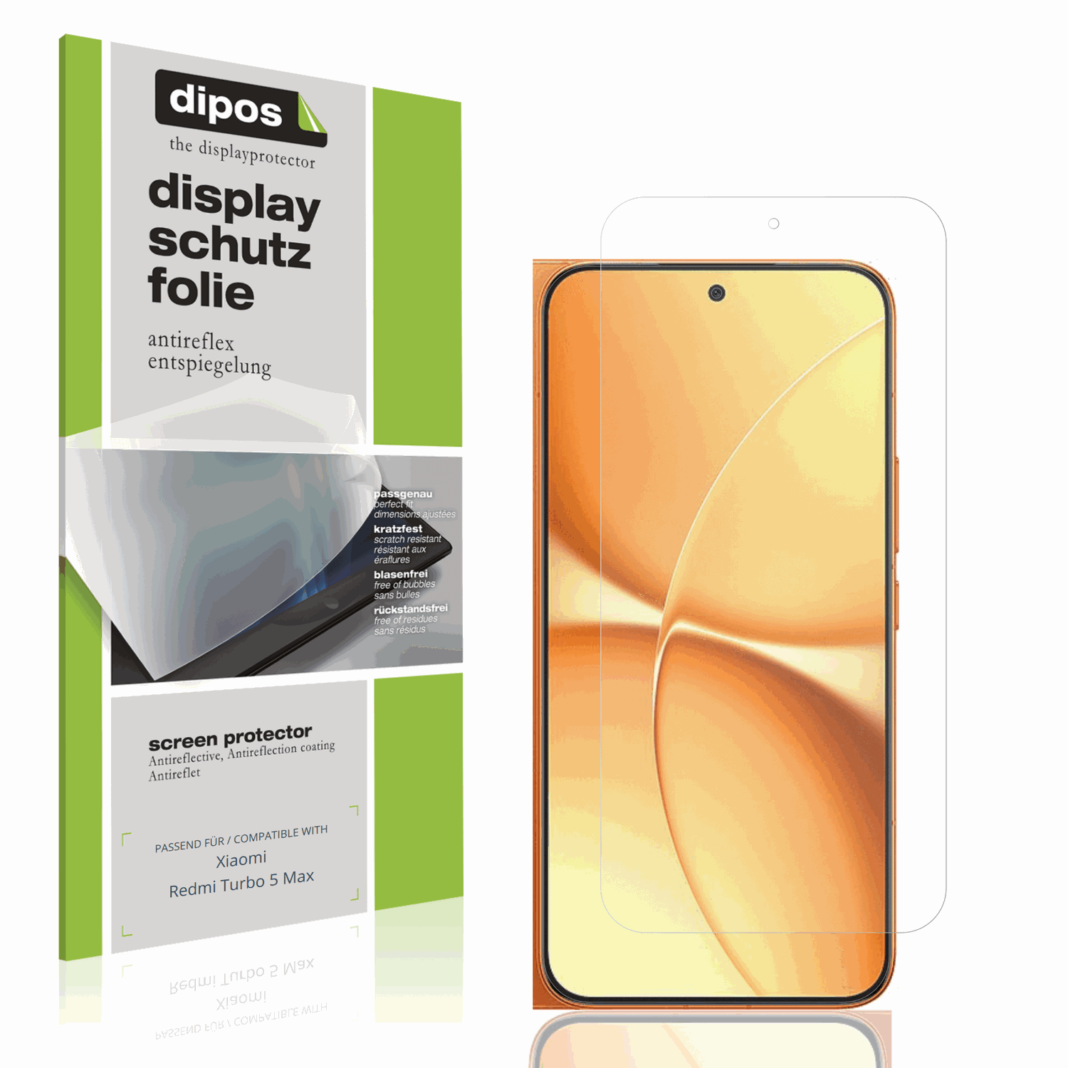Matte Displayschutzfolie von dipos passend für Xiaomi Redmi Turbo 5 Max, präziser Zuschnitt und blasenfrei montiert
