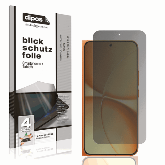 Blickschutzfolie von dipos passend für Xiaomi Redmi Turbo 5 Max, präziser Zuschnitt und blasenfrei montiert