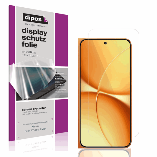 Klare Displayschutzfolie von dipos passend für Xiaomi Redmi Turbo 5 Max, präziser Zuschnitt und blasenfrei montiert