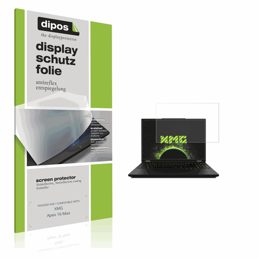 Matte Displayschutzfolie von dipos passend für XMG Apex 16 Max, präziser Zuschnitt und blasenfrei montiert
