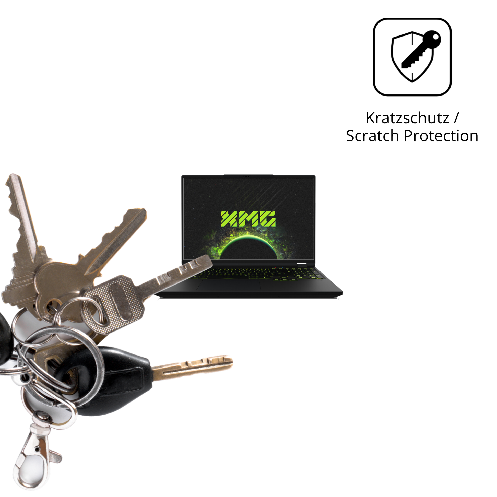 Schutz gegen Kratzer auf dem XMG Apex 16 Max Glas durch Schlüssel oder Ähnliches