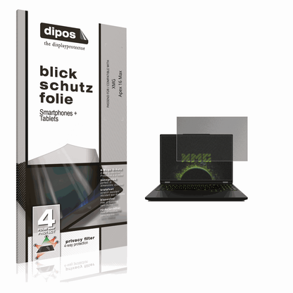 Blickschutzfolie von dipos passend für XMG Apex 16 Max, präziser Zuschnitt und blasenfrei montiert