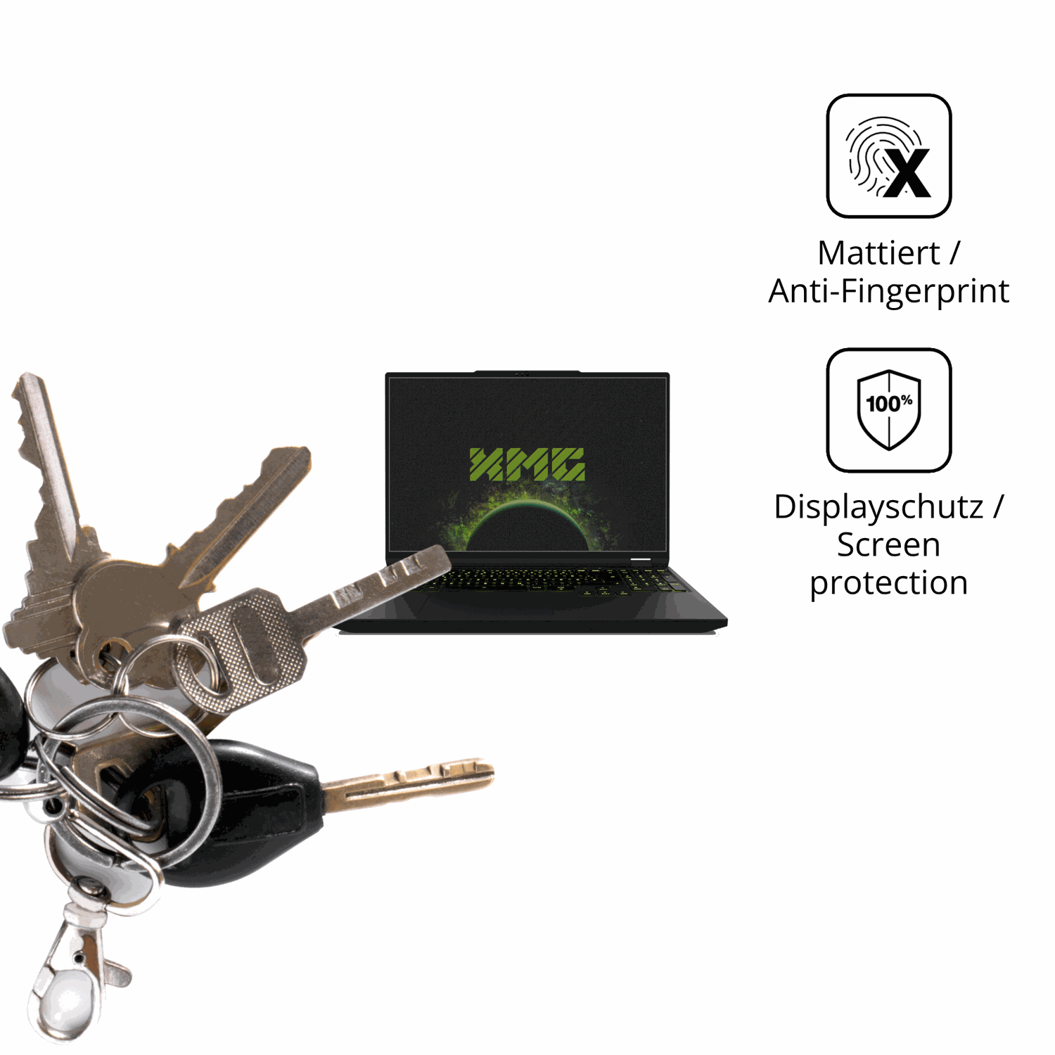 dipos Displayschutz für XMG Apex 16 Max, mattierte Oberfläche, Blickschutzfilter und perfekter Passform