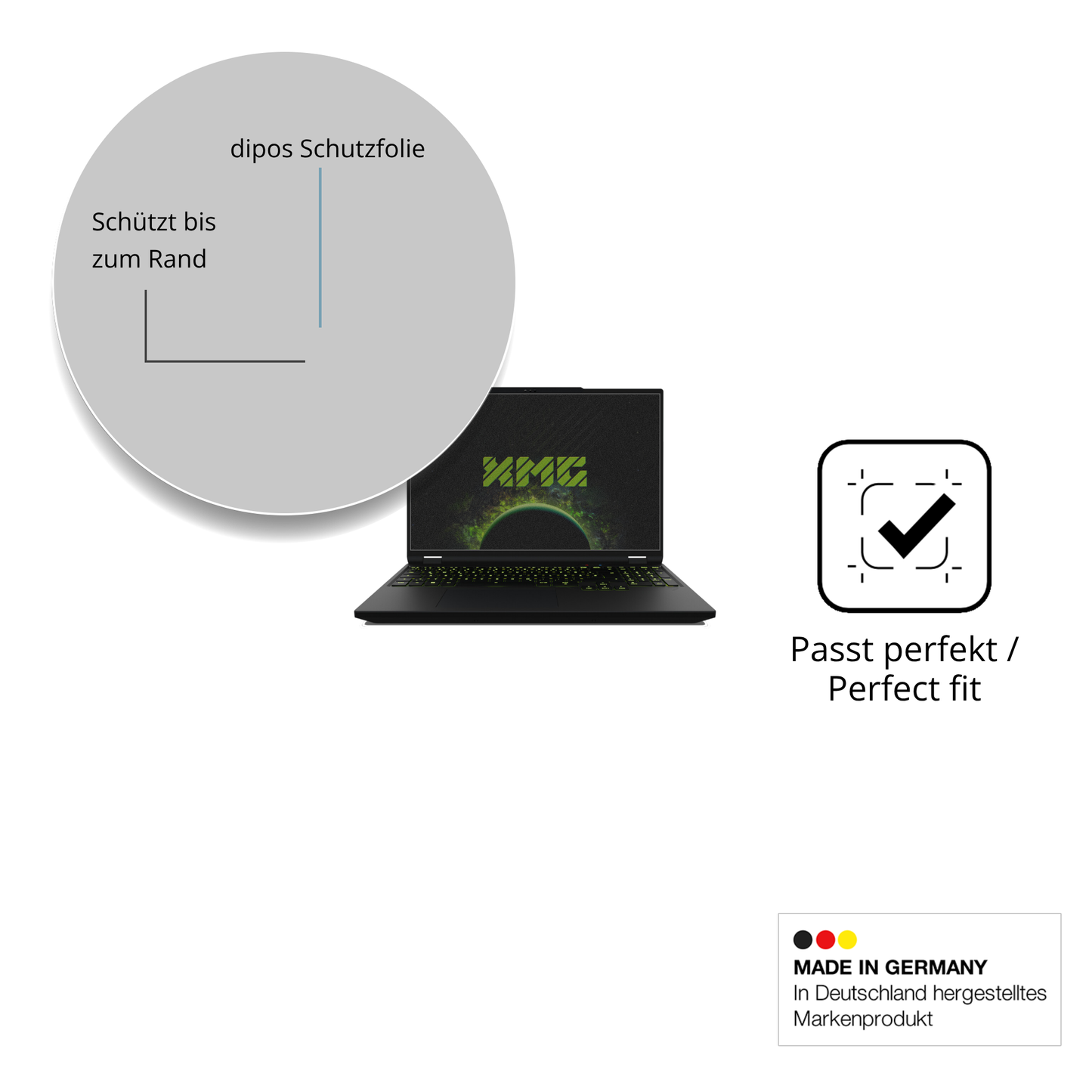 Schutz gegen Kratzer auf dem XMG Apex 16 Max Glas durch Schlüssel oder Ähnliches