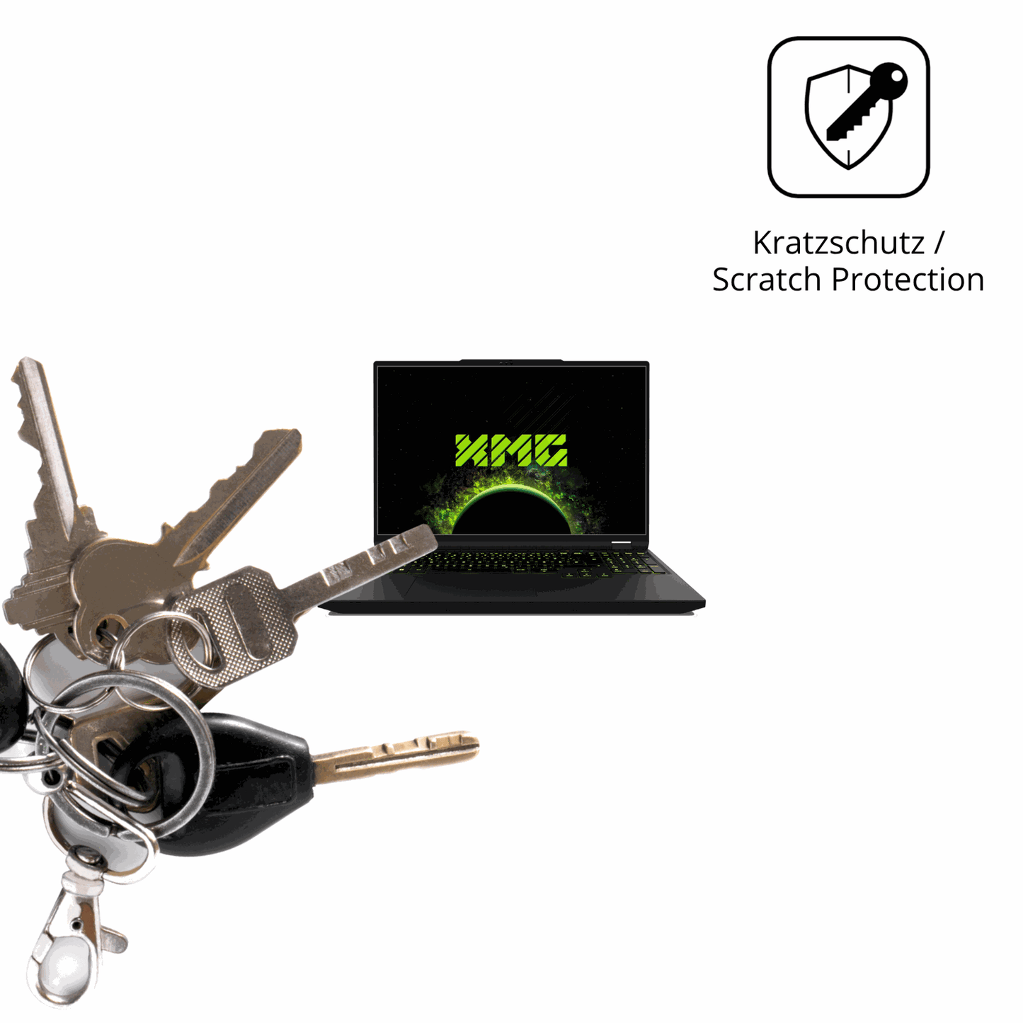 Schutz gegen Kratzer auf dem XMG Apex 16 Max Glas durch Schlüssel oder Ähnliches