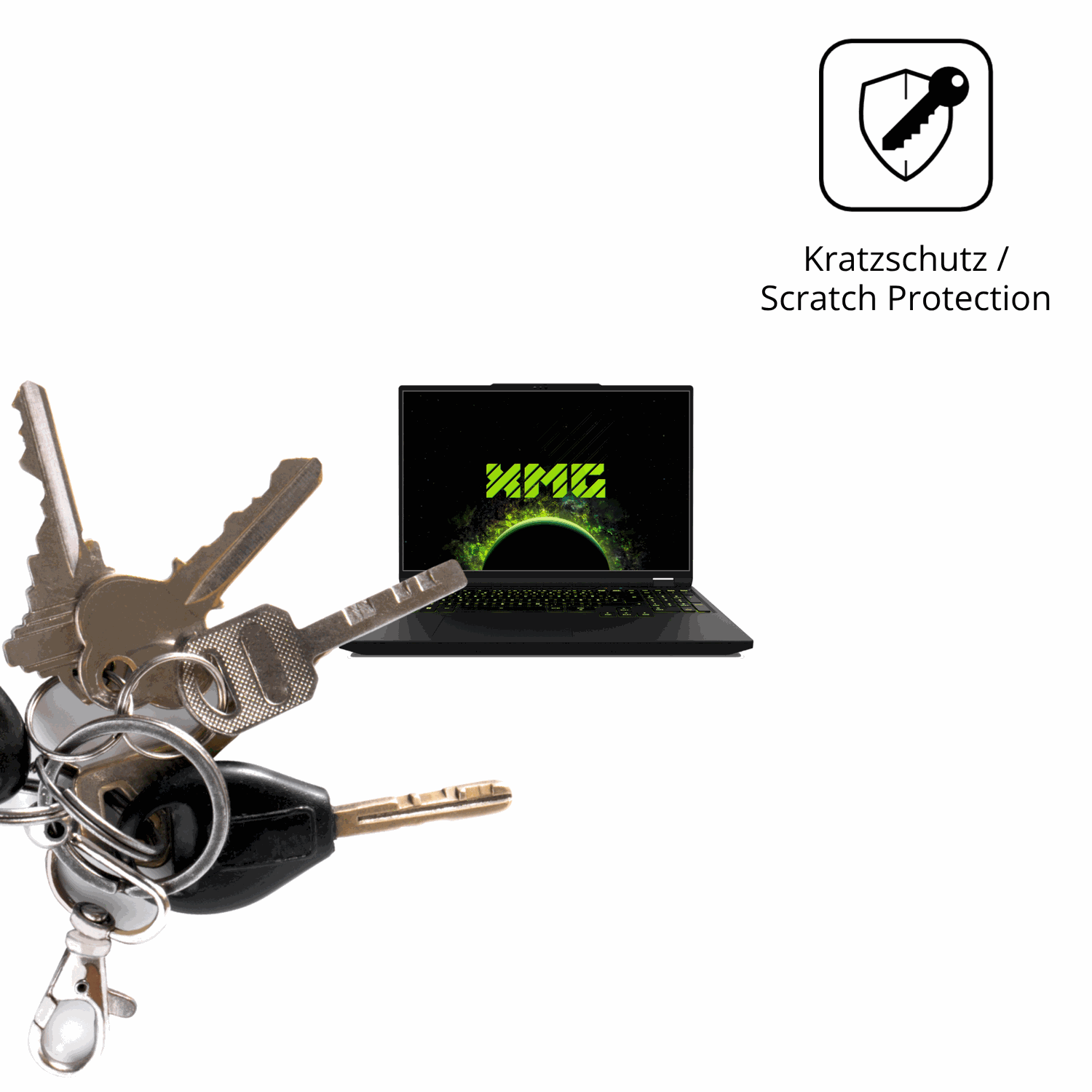 Schutz gegen Kratzer auf dem XMG Apex 16 Max Glas durch Schlüssel oder Ähnliches