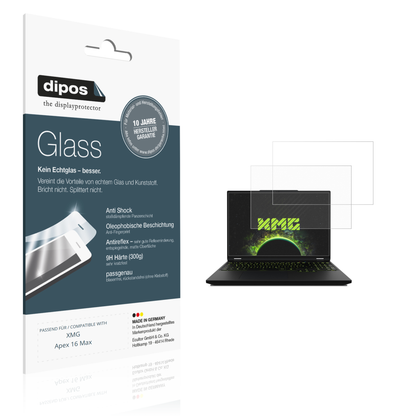 Matte Displayschutzfolie von dipos passend für XMG Apex 16 Max, 9H kratzfest und blasenfrei montiert
