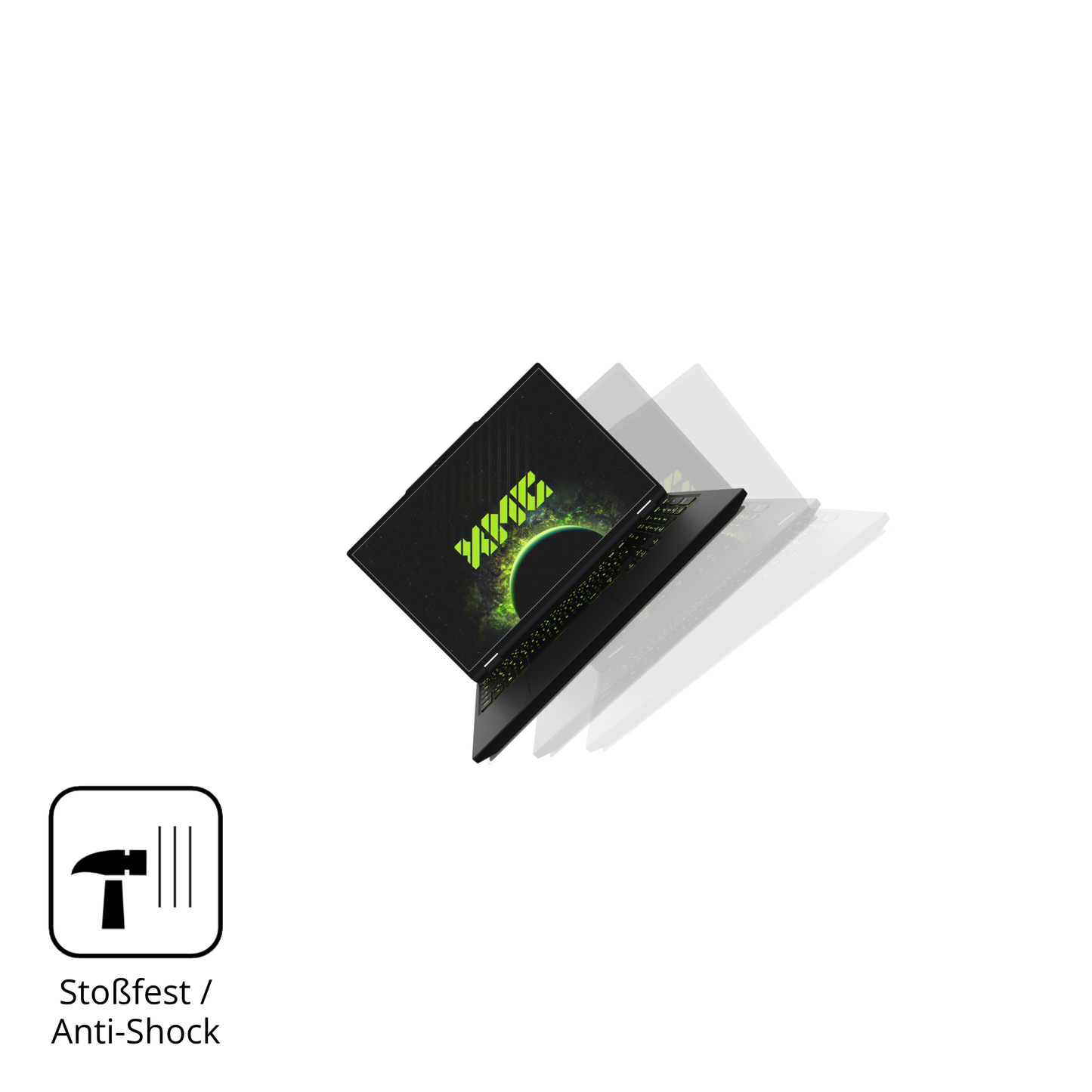 Schutz gegen Kratzer auf dem XMG Apex 16 Max Glas durch Schlüssel, Stöße gegen die Tischkante oder Stürze