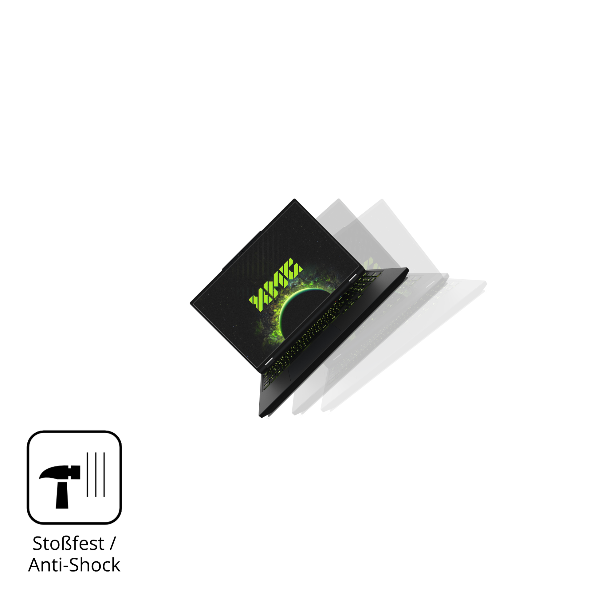Schutz gegen Kratzer auf dem XMG Apex 16 Max Glas durch Schlüssel, Stöße gegen die Tischkante oder Stürze