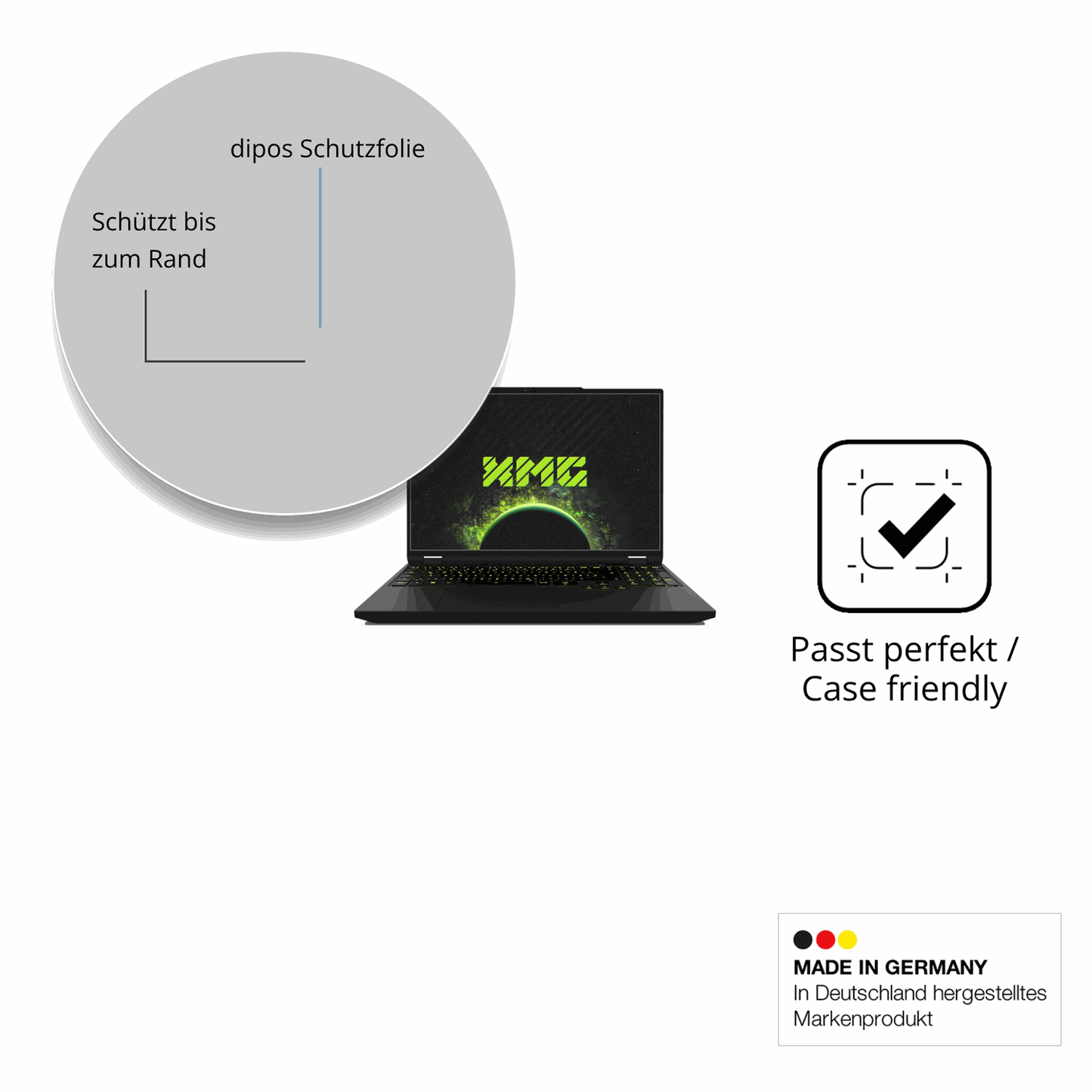 Schutzglasfolie mit optimaler Passform, zur Verwendung mit Hüllen geeignet