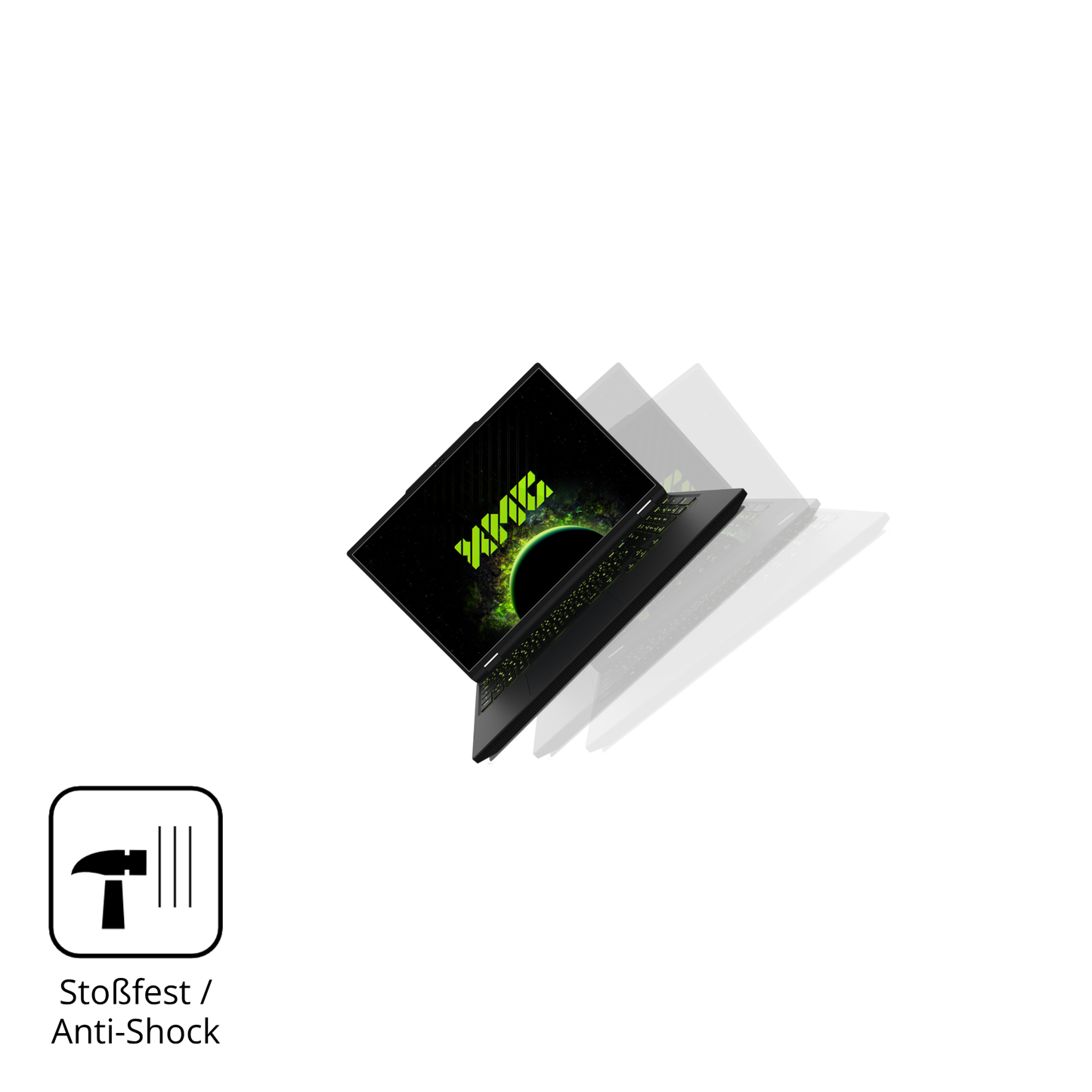 Schutz gegen Kratzer auf dem XMG Apex 16 Max Glas durch Schlüssel, Stöße gegen die Tischkante oder Stürze