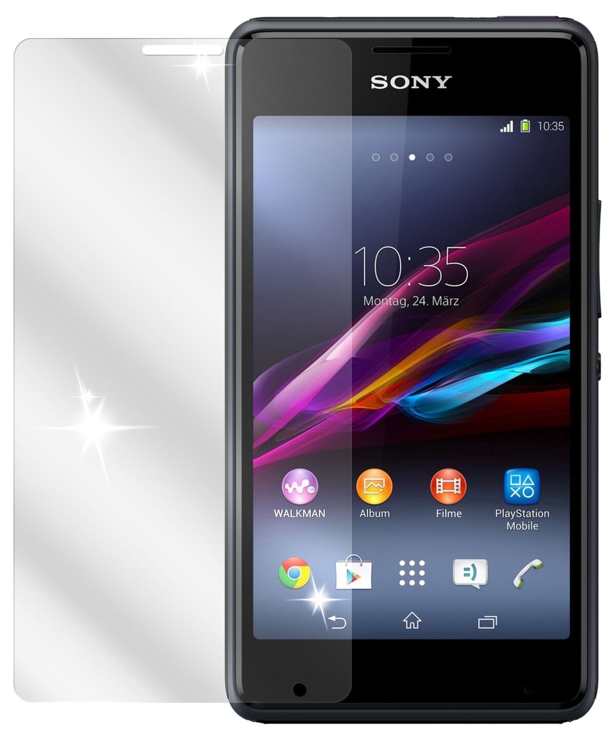dipos Displayschutz für Xperia E1 / E1 Dual Sony, transparente Oberfläche, geringe Dicke und perfekte Passform