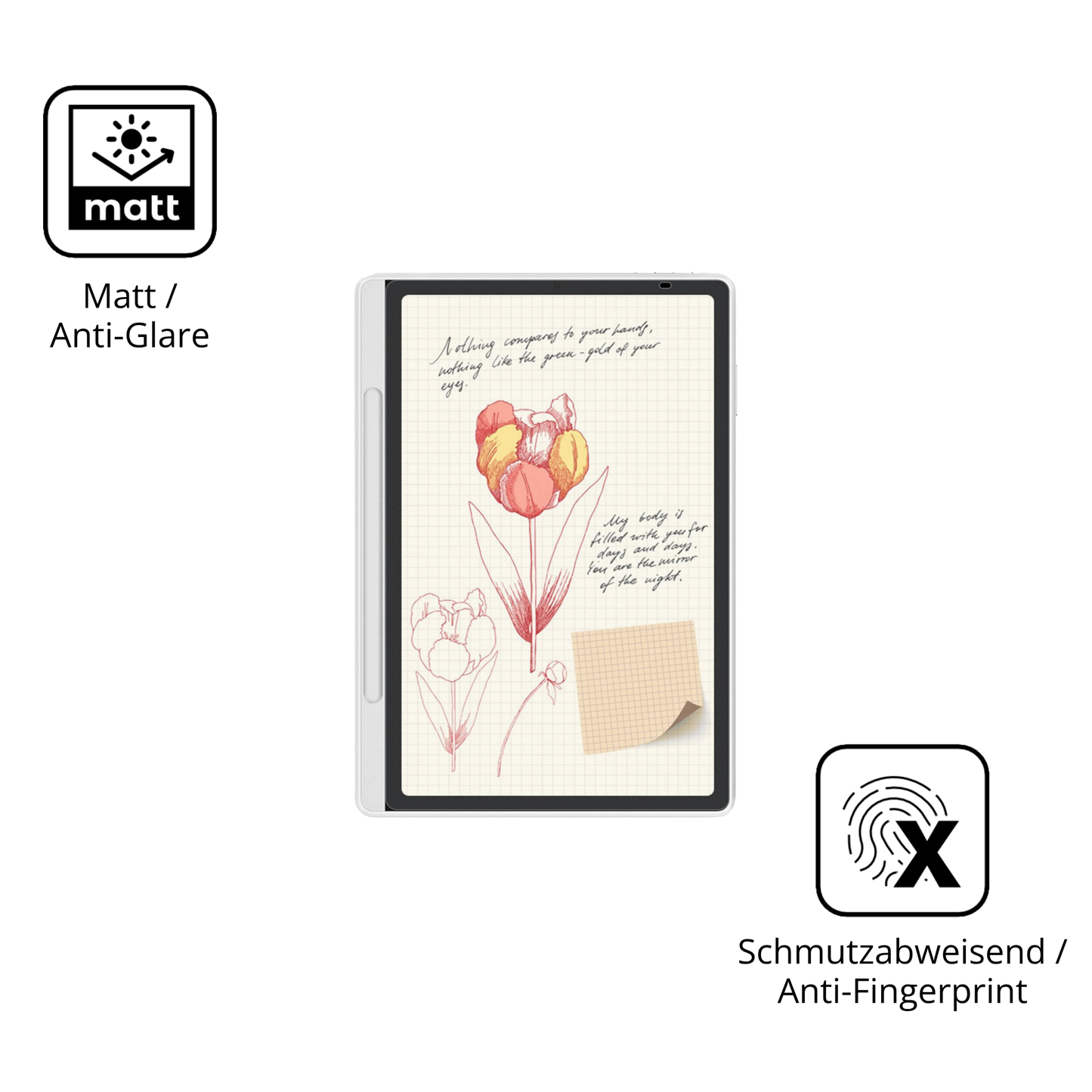 Dünne und entspiegelnde Folie passend zugeschnitten für XP Pen Magic Note
