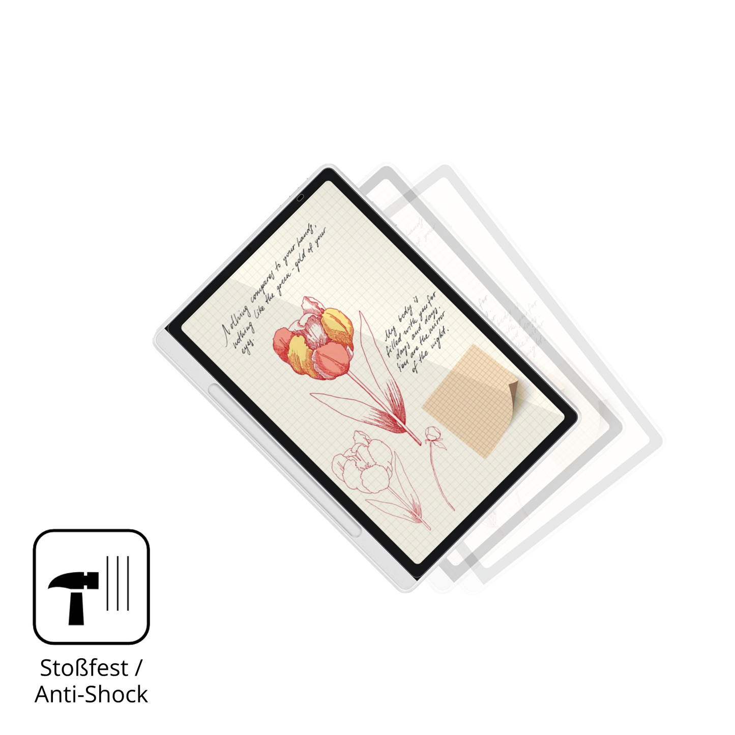 Schutz gegen Kratzer auf dem XP-Pen Magic Note Pad Glas durch Schlüssel, Stöße gegen die Tischkante oder Stürze