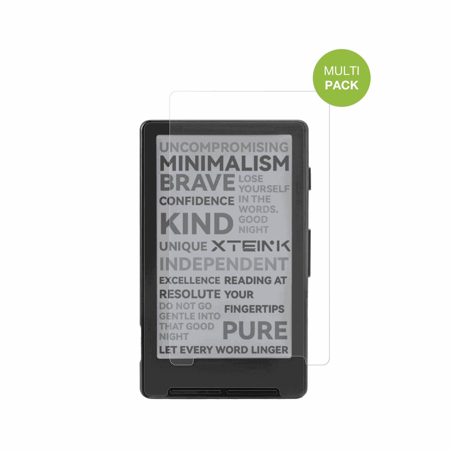 XteinkX4 eReader mit aufgebrachter dipos Displayschutzfolie, die lästige Fingerabdrücke minimiert
